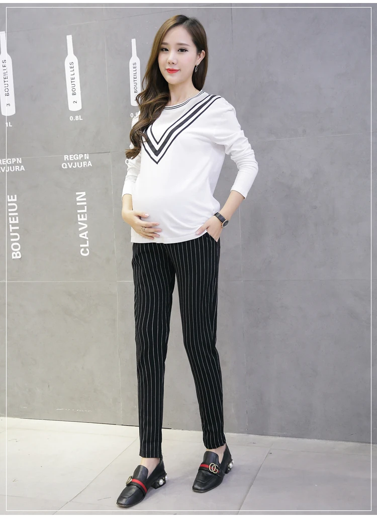 Envsoll/Хлопковые Брюки для беременных с вертикальными полосками; брюки-карандаш для беременных; Одежда для беременных женщин; брюки для беременных