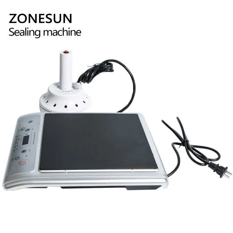 ZONESUN 220 V электромагнитный индукционный уплотнитель алюминиевый машина для склеивания фольги для пластик и стекло бутылки крышка PP, PE, PS 20-130 мм