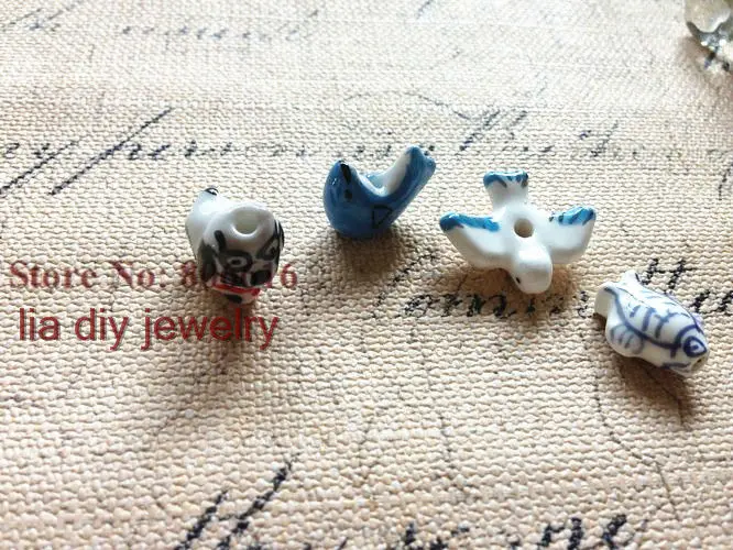 

"Animal Friends" 40Pcs Handmade China Ceramic Porcelain Bead Pendants Jewelry Beads Findings Accessories