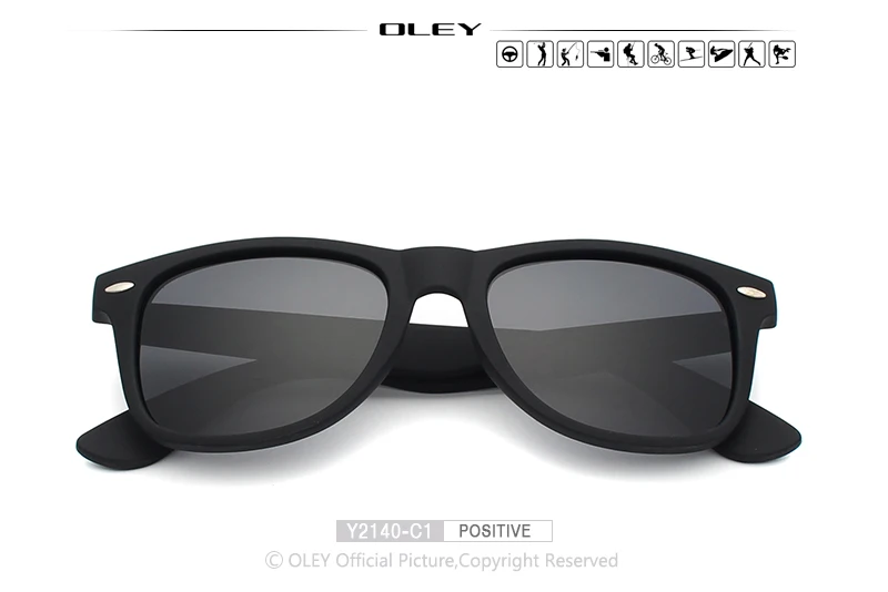 OLEY, унисекс, квадратные солнцезащитные очки, wo, мужские, поляризационные, солнцезащитные очки, брендовые, дизайнерские, классические, винтажные, очки, аксессуары, Oculos Y2140 - Цвет линз: Y2140 C1 BOX