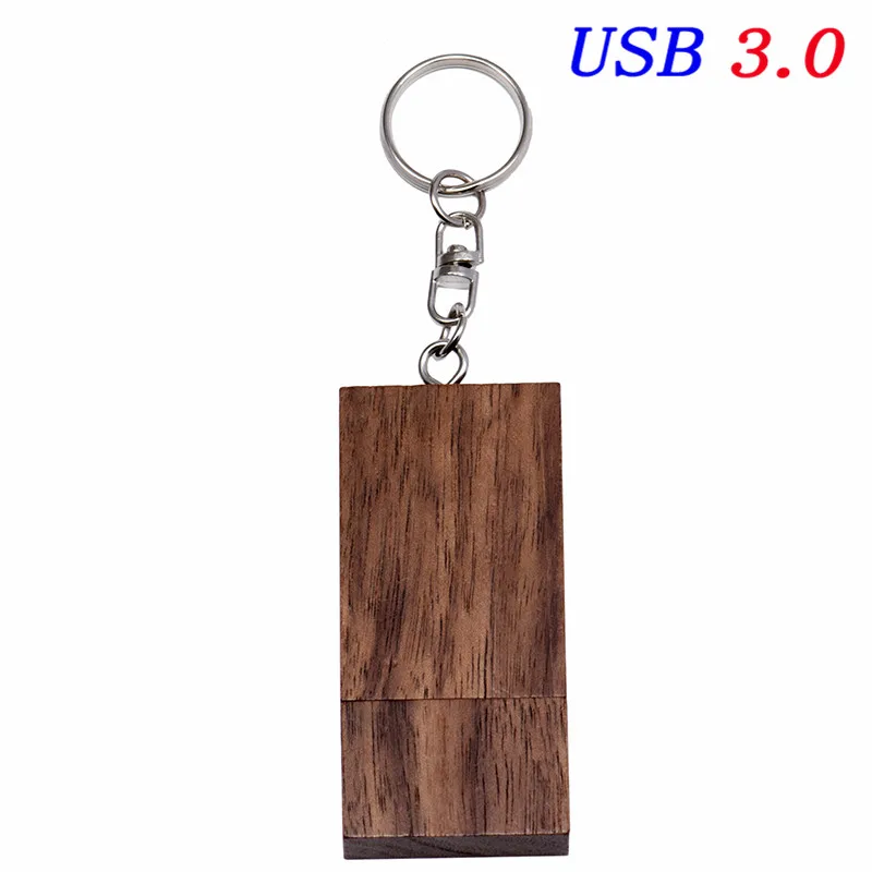 JASTER USB 3,0 5-цветная квадратная деревянная и бамбуковая usb+ цепь+ нажимная коробка USB флэш-накопитель 4 ГБ 8 ГБ 16 ГБ 32 ГБ 64 ГБ диск памяти - Цвет: Walnut  no box