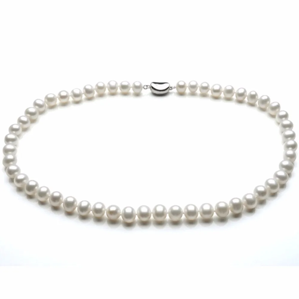 

CKKU Jewelry 2019 Natural Off-Round AAA 8-9mm White Pearl Necklace Fashion Jewelry 17 Inch for Women Girls Lover Gift N81515
