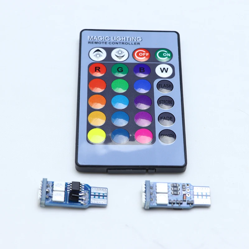 Светодиодные Автомобильные лампы T10 W5W RGB с пультом дистанционного управления для