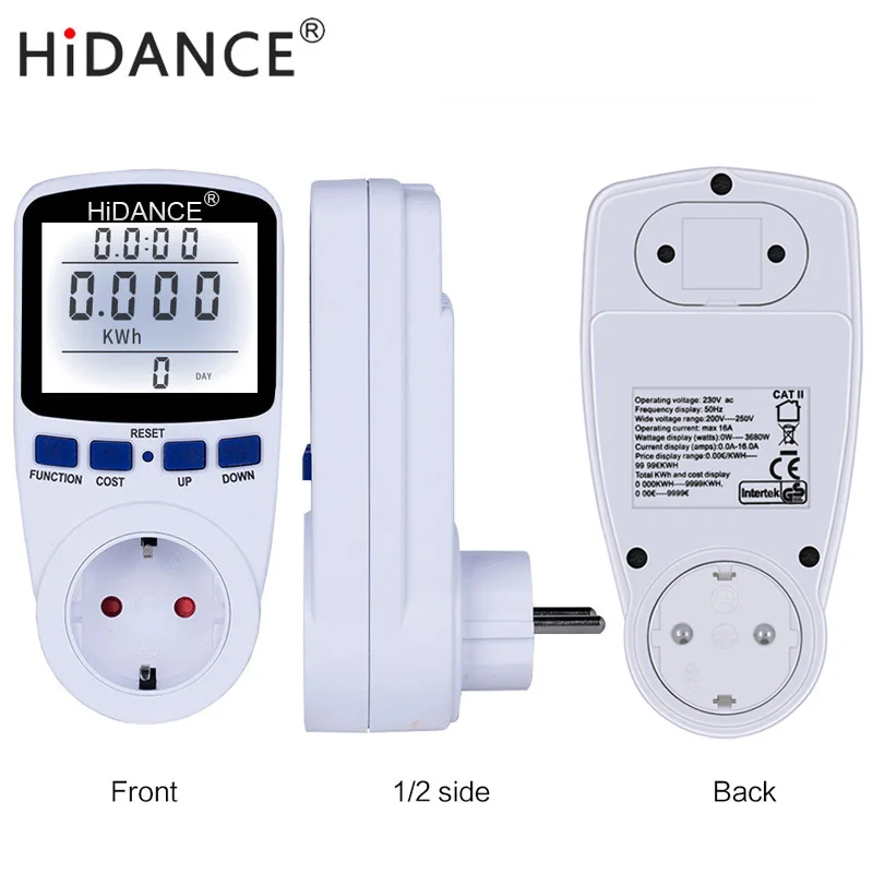 Kopen AC voltmeter ampèremeter voedingsspanning meter detector wattmeter tester Meten EU socket Energie analyzer Met Backlight