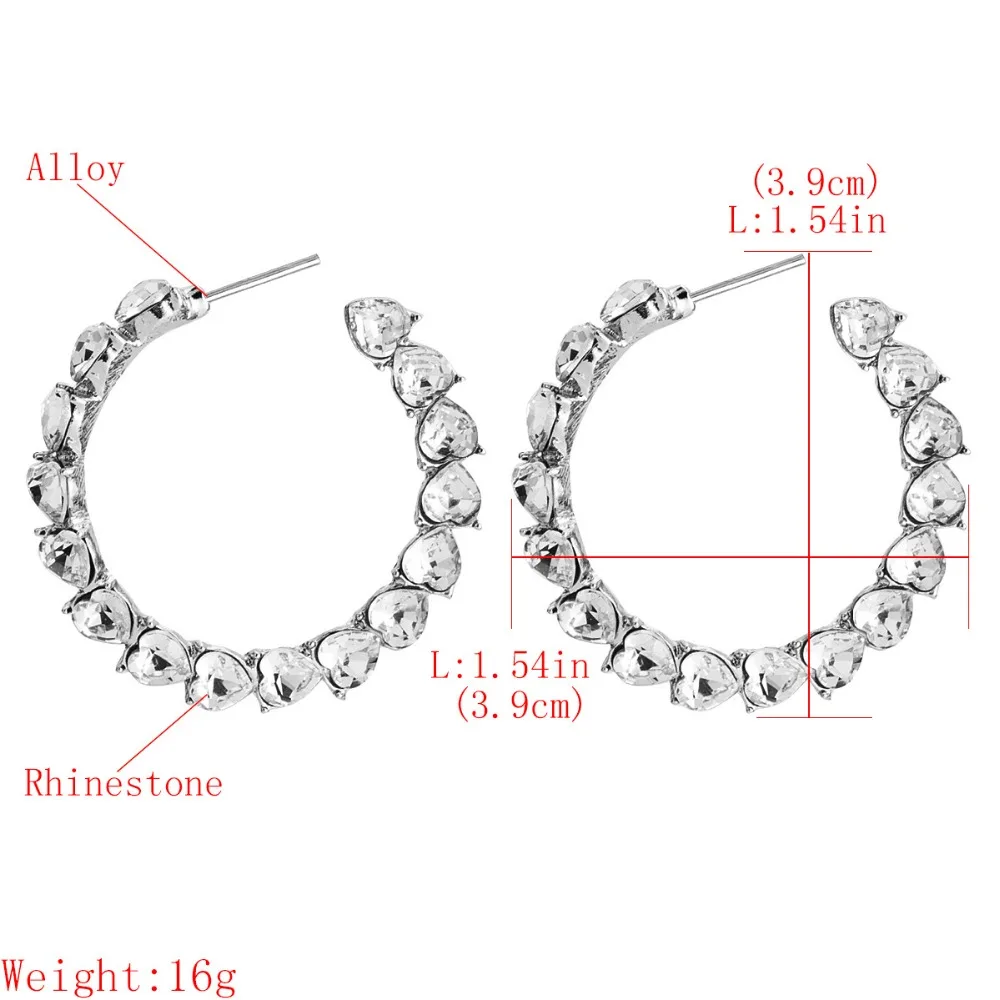 Модные Потрясающие многокристаллические мини серьги-кольца в форме сердца для женщин, ювелирные изделия, модные массивные серьги, аксессуары, горячая Распродажа