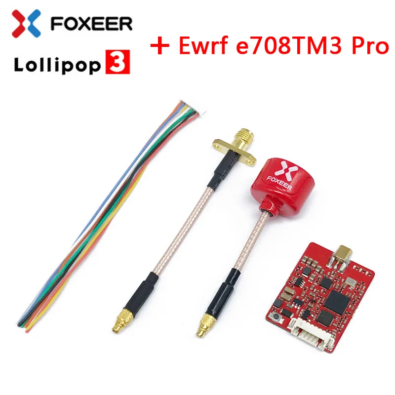 

e708TM3 Pro FPV 5.8G 25/200/500/800mw Adjustable Transmitter with SmartAudio and Foxeer Lollipop 3 V3 5.8G Antenna for FPV Drone