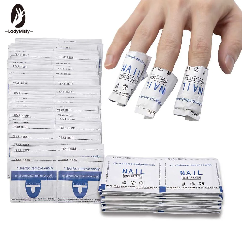 

Ladymisty 100pcs Easy Soak Off Nail Polish Remover Wraps Gel Nail Polish Nails Remover Tools Remover Manicure Nail Art Cleaner