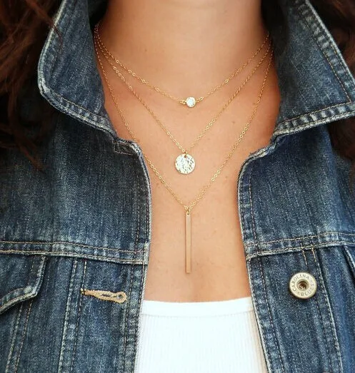 Hot Fashion Gold Plated Fatima Hand 3 Layer Necklace Beads and Long Strip Pendant Necklaces Jewelry | Украшения и аксессуары