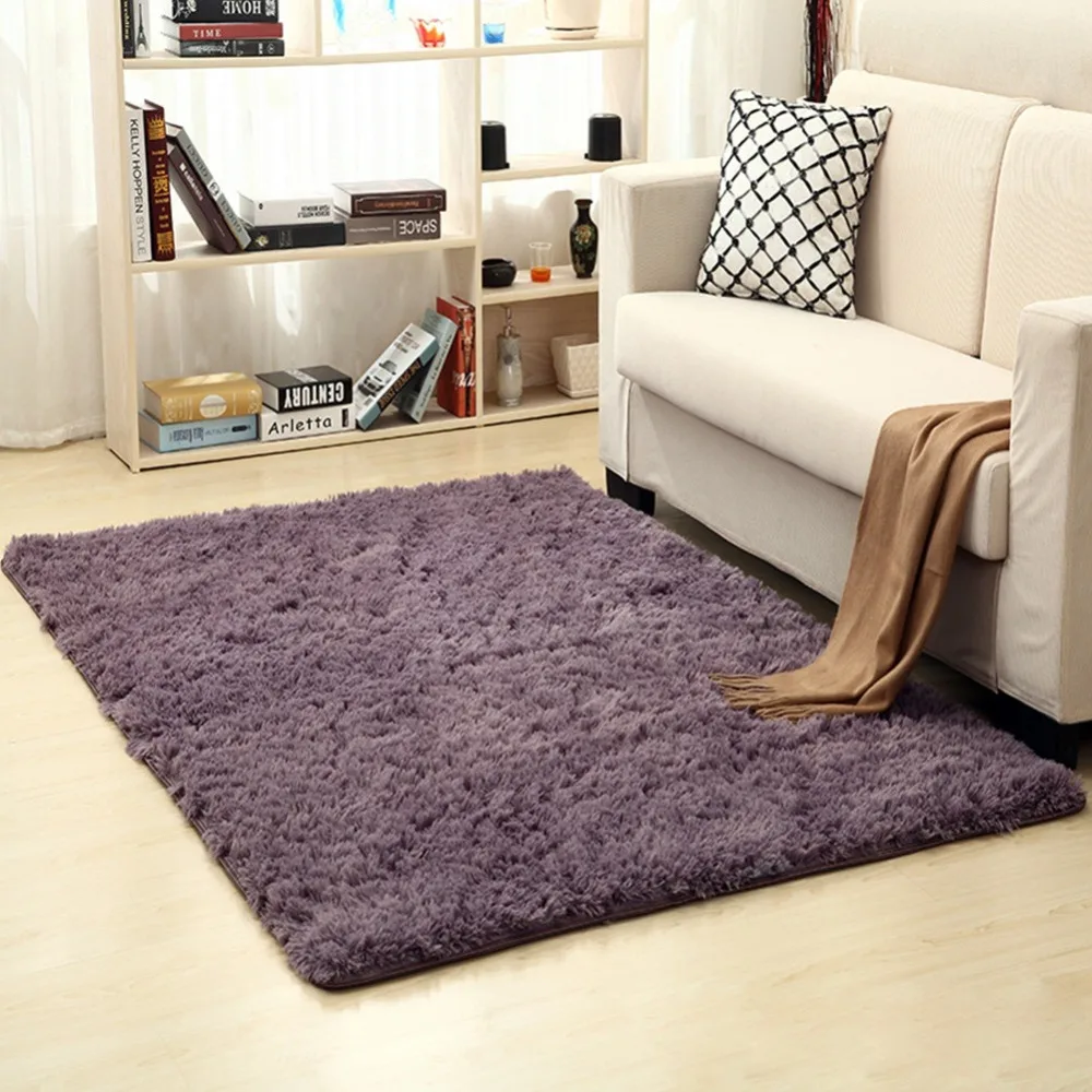

Soft Silk Wool Rug Solid Color Carpet Modern Area Rug Bedroom Floor Mat Baby Nursery Rug Children Carpet For Living Room Kitchen