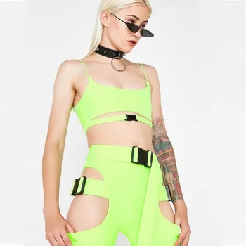 

Sexy Crop Top Strap Button Fly Women Two Pieces Sets 2019 New Arrival Female Casual Pants Button Pockets Tank 2 Piece Suits