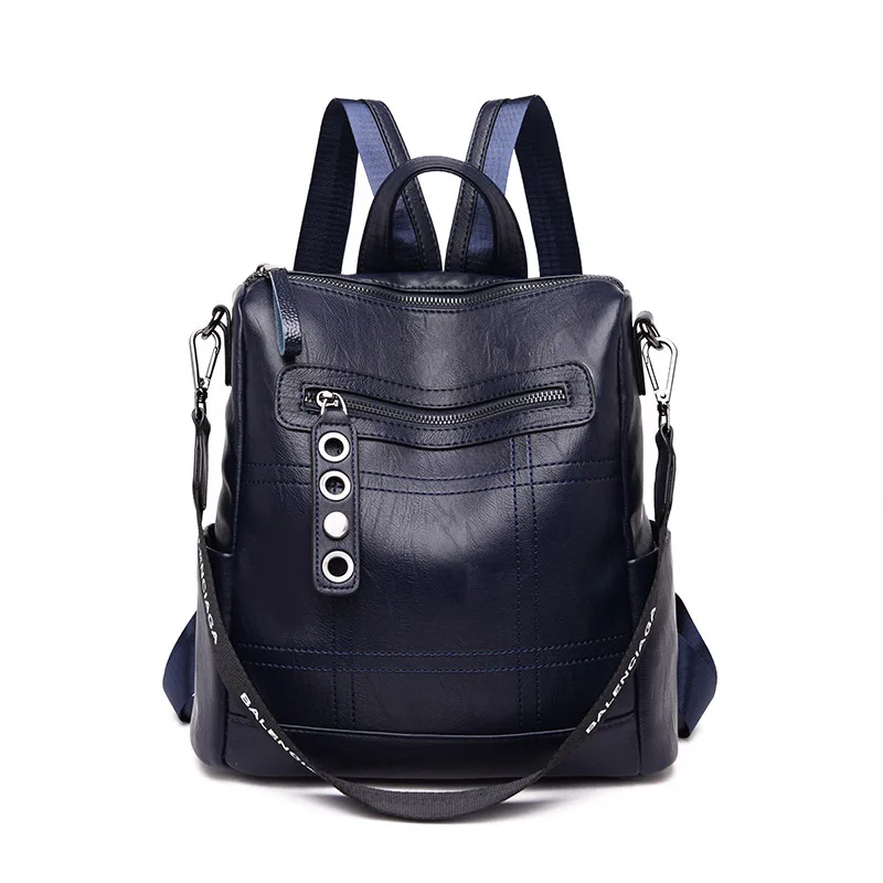Дизайнерский рюкзак, женская сумка через плечо, женский кожаный рюкзак, рюкзак, школьные сумки для девочек-подростков, рюкзак для путешествий - Цвет: Синий
