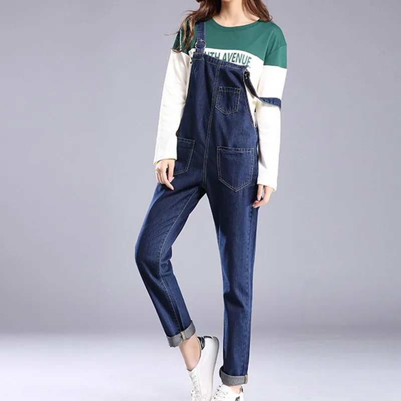 EXOTAO 2017 Autumn Oversized Jeans Jumpsuits for Women Strap Sleeveless