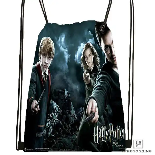 Пользовательские harry_potter_artwork_ Drawstring сумка-рюкзак милый рюкзак дети сумка(черный назад) 31x40 см#2018611-24 - Цвет: Drawstring Backpack