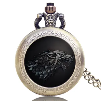 

The Song Of Ice And Fire Game Of Thrones Pocket Watch Stark Wolf Necklace Tone Necklace Pendant Watches Gift for Men Woman