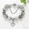 ELESHE Fashion Silver Color Heart Charms Bracelet Bangle for Women DIY Crystal Beads Fit Original Bracelets Women Jewelry ► Photo 3/6