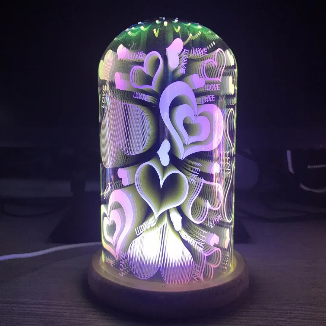 1pc 3D USB Glass Starburst Colorful LED Table Lamp Accent Bedside Night Light Decor 2019 Newest