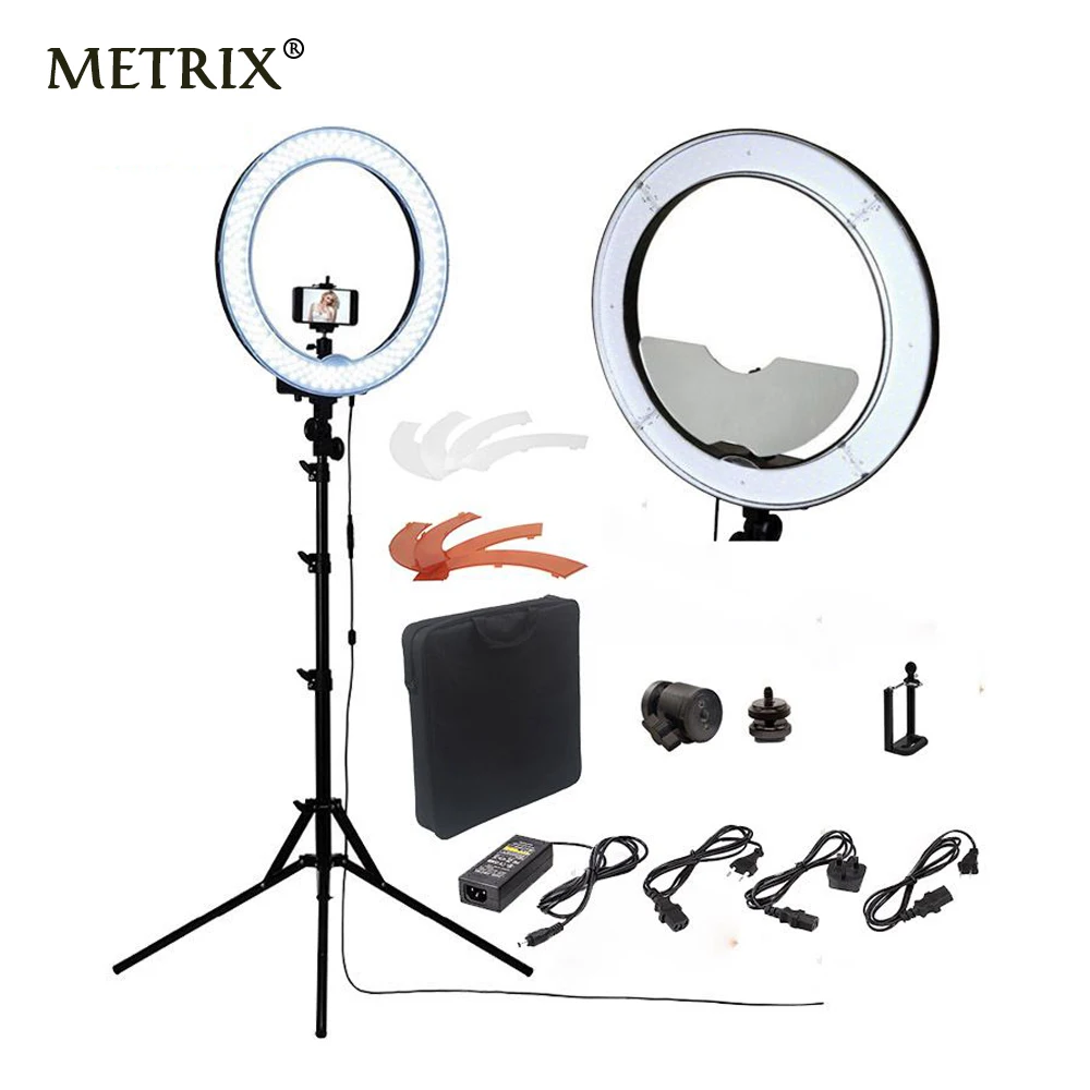 

Metrix RL-18" 55W 240 LED Ring Light Camera Photo/Studio/Phone/Video5500K Photography Dimmable Ring Lamp With Mirror/Tripod