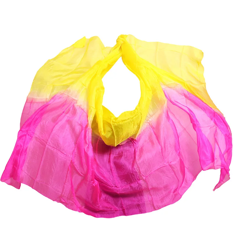 

2016 female high quality Chinese1pcs of belly dancing silk veil cheap hot sale Yellow + Rose silk veils dance wholesale
