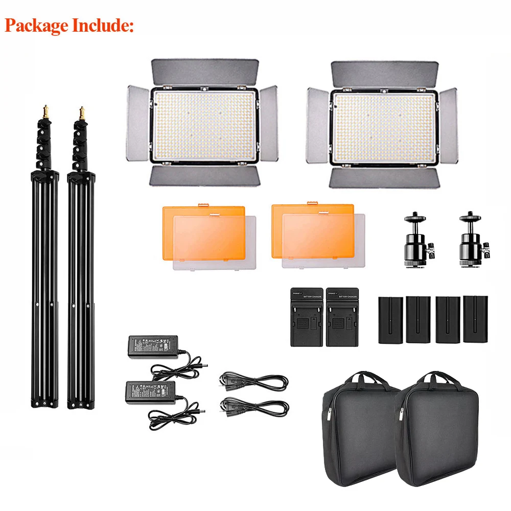  SAMTIAN 2Sets LED Video Light With Tripod Dimmable 3200-5500K 600 LEDs Panel Lamp For Studio Photo  - 32848642600