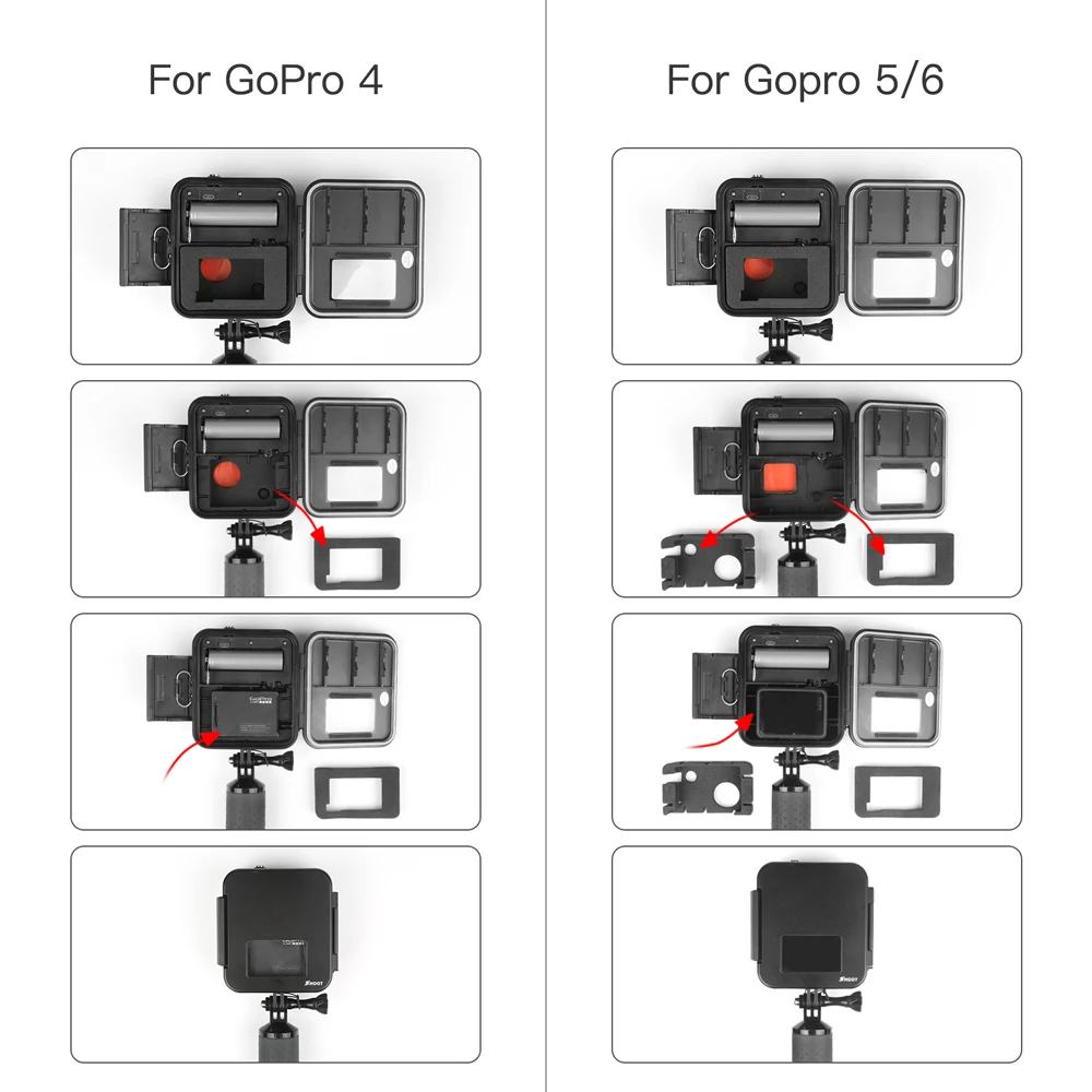 Снимать Дайвинг светодиодный светильник Водонепроницаемый чехол крепление для GoPro Hero 7 6 5 серебристый, черный 4 3+ действие Камера для GoPro 7 6 5 Аксессуары