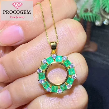 شراءالطبيعي الزمرد المعلقات القلائد للنساء الفاخرة غرامة مجوهرات 3x3mm 1.3Ct حقيقية الأحجار الكريمة 925 فضة #293