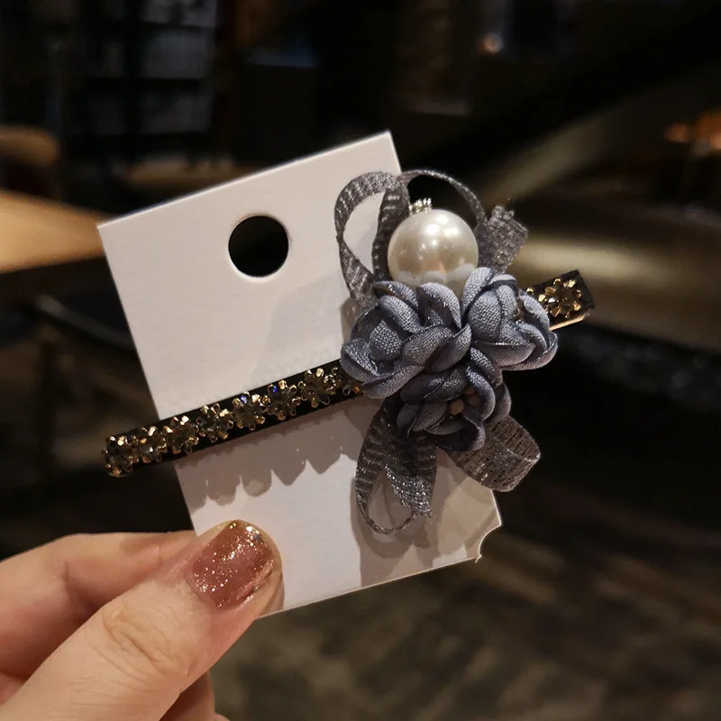 Fashion Hair Barrettes For Woman Girls Hair Accessories Rhinestone Hair Pins Crystal Flower Hair Clip Side Clip Adult Headwear