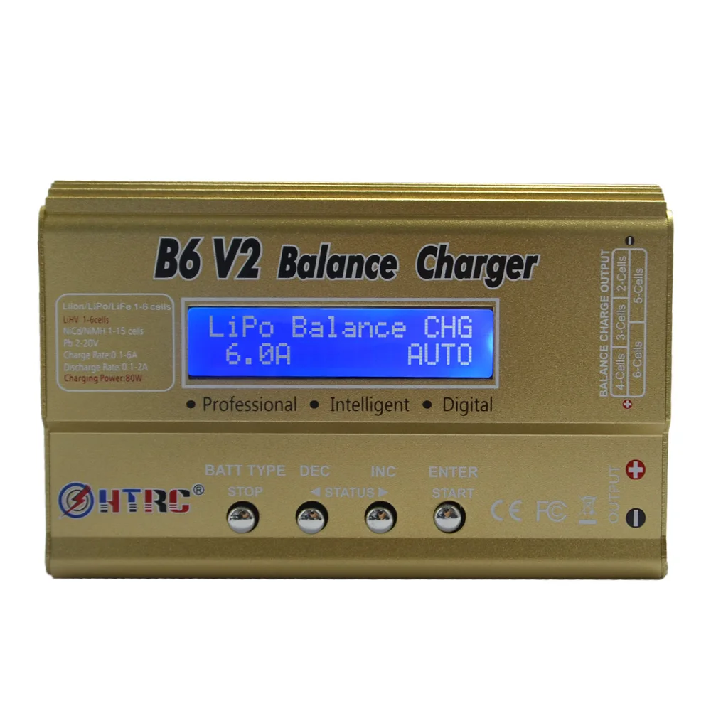 Встроенная Мощность HTRC B6 V2 80 Вт RC зарядное устройство для LiIon/LiFe/NiCd/NiMH/аккумулятор