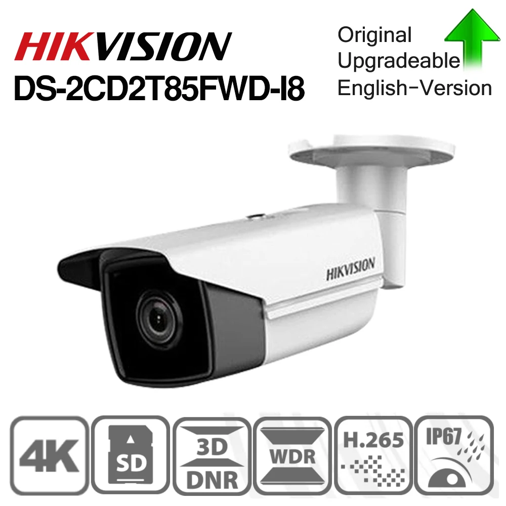 

Hikvision Original DS-2CD2T85FWD-I8 8 MP (4K) IR Fixed Bullet Network Camera H.265+ POE IR Range 80m 128 GB MAX IP67 10pcs/lot