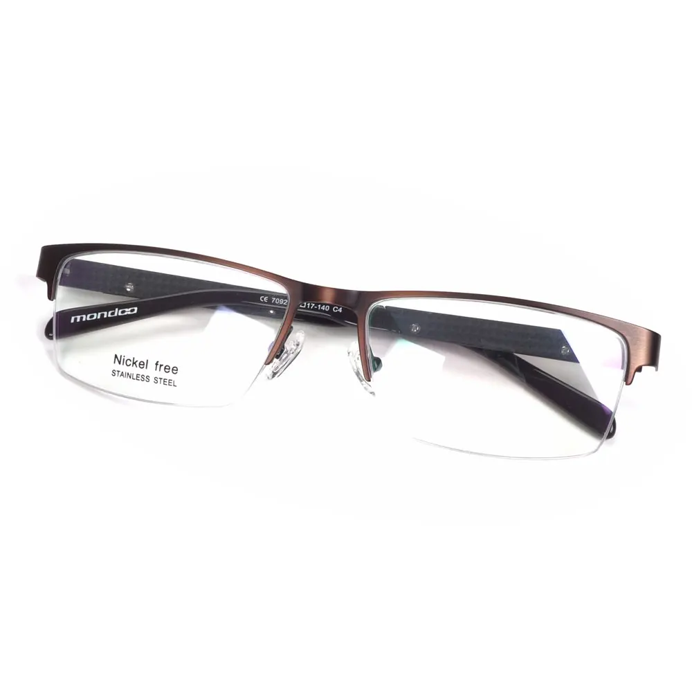 

Oversized half rim stainless steel optical glasses frames myopia men carbon fiber