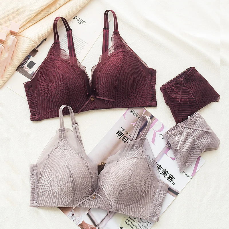 

Roseheart Women Fashion Green Lavender Lace Bra Sets Bralette Mesh Panties Wireless Underwear Sexy Lingerie Sets A B Japanese