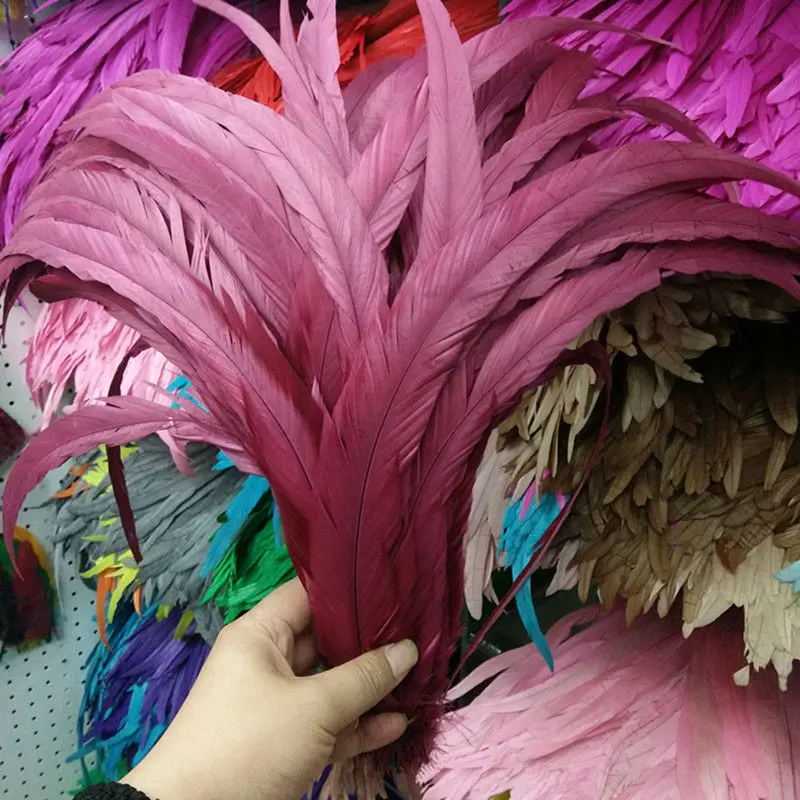 

Лидер продаж 100 шт./лот 30-35 см/12-14 дюймов винно-красный петух перо петух хвост перо куриное перо петух хвост перо