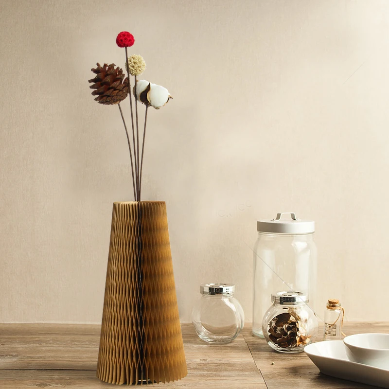 3d Retro Honeycomb Paper Vase Table Decor Geometric Tissue