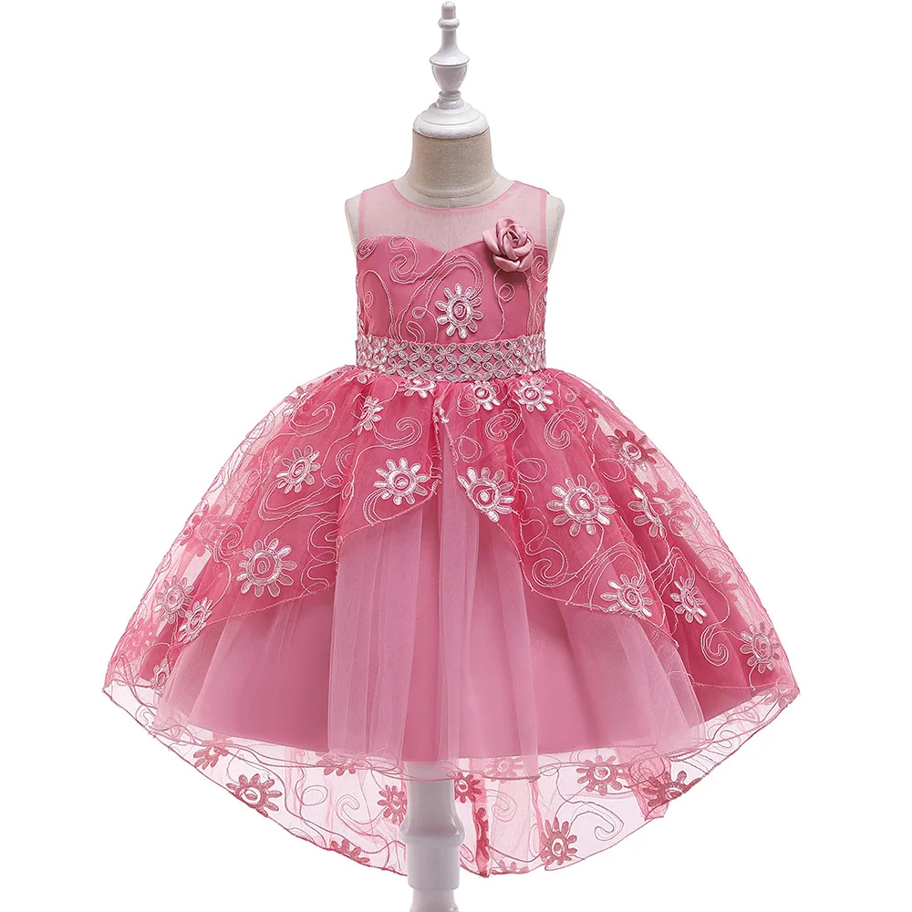 

2019 new trailing dress girl sequin embroidery dovetail dress children wedding princess dress
