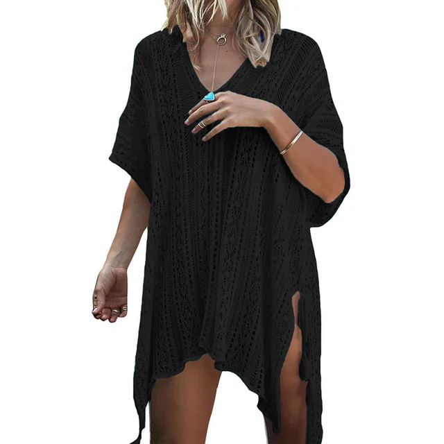 Womens New Fashion Crochet Beach Cover Up Tunics Hollow Out Thin ...