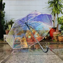 Modis Tous, Женские Прозрачные Зонтики с длинными ручками, меняющие цвет, PVC зонтик, Дамская мода, прозрачный зонтик для зрения