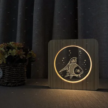 

The goldfish design Wooden acrylic lights desk lamp decor lighting desk lamp led free shipping for bedroom table lamp