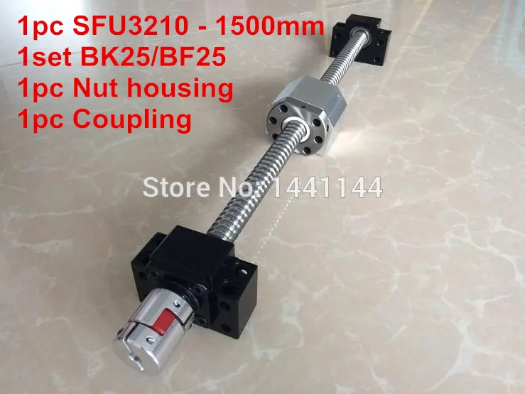 SFU3210 - 1500 мм шариковый винт с шариковой гайкой + BK25/ BF25 поддержка 3210 корпус гайки 20*14