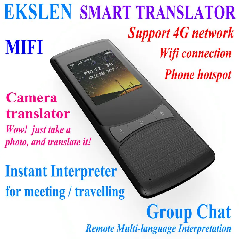 

EKSLEN 4G Translator 48 Languages Camera Translator MIFI Smart Business Travel AI Translation Machine Intelligent Translation