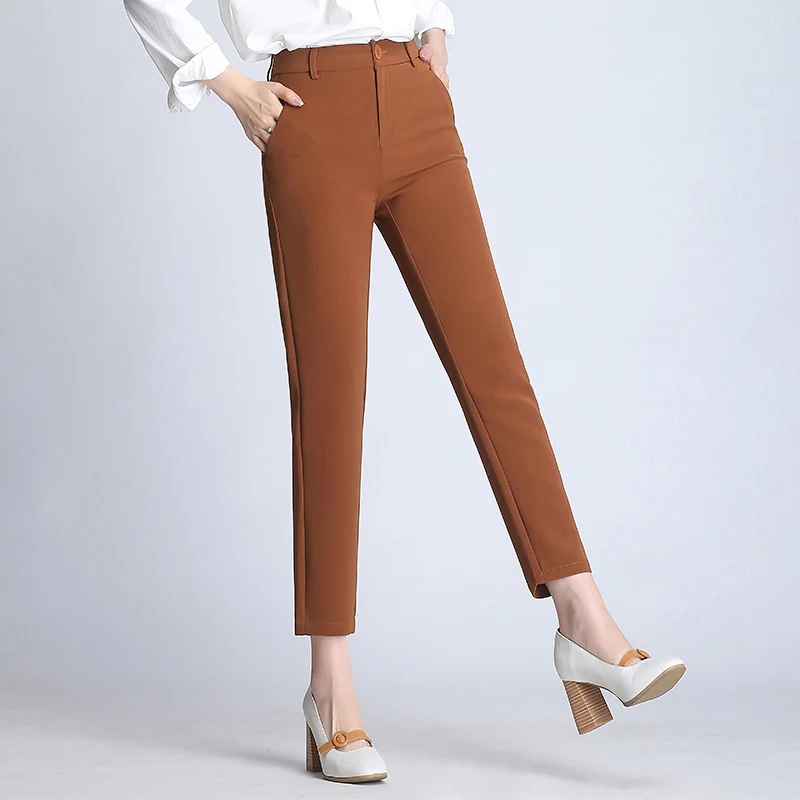 

Spring Autumn Solid Color Pants Women High Waist Harem Pants with Pockets Black,Beige,Khaki Office Lady Trousers