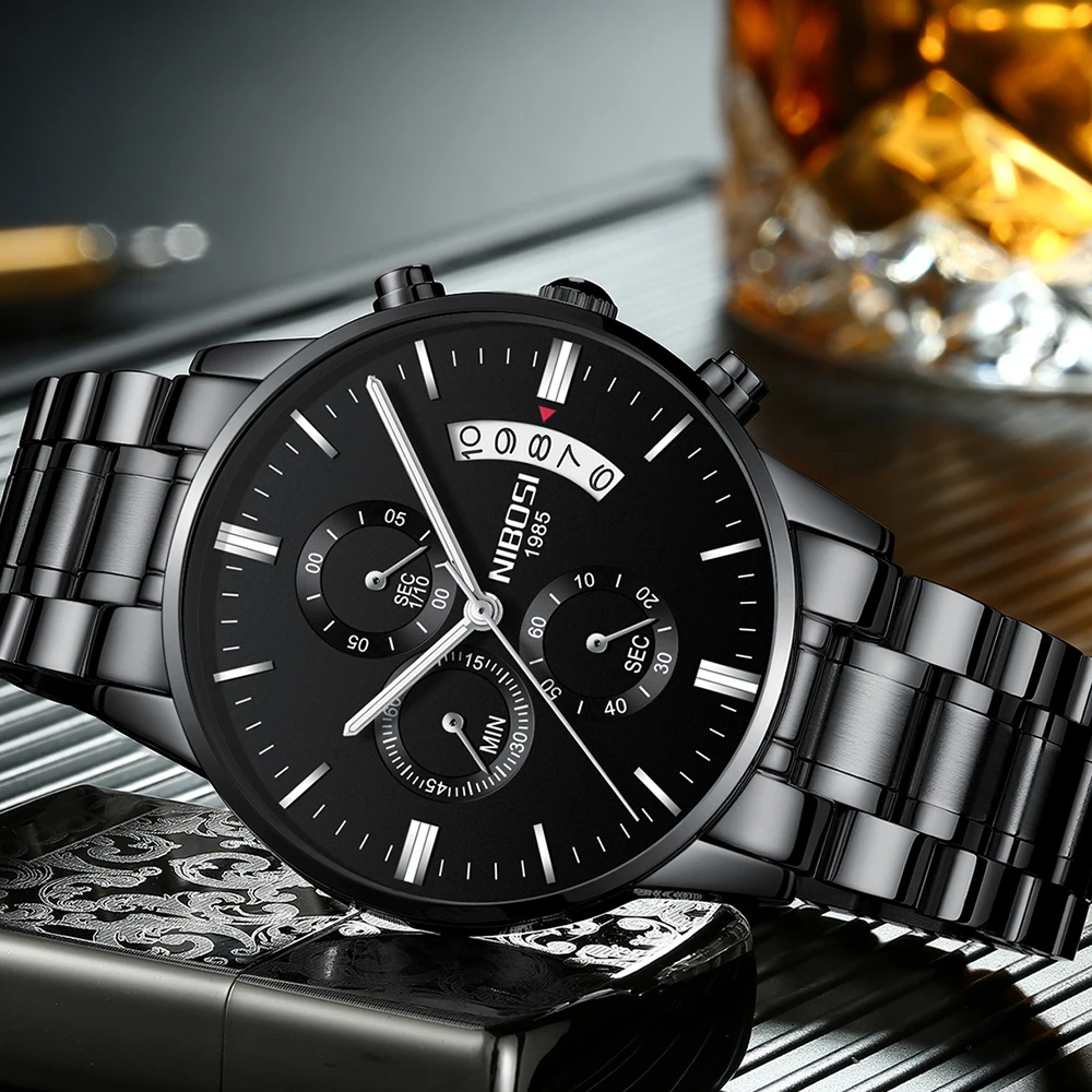 Goedkoop NIBOSI Mannen Horloges 2018 Beroemde Merk Horloges Mannen Luxe Toevallige Mannelijke Klok Man Sport Quartz Mannen Polshorloge Relogio Masculino