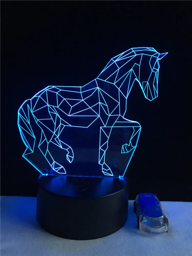 Творческий животное лошадь 3D светильник светодиодный USB атмосферу исчезают ночник многоцветный Touch или удаленного настольная лампа Luminaria