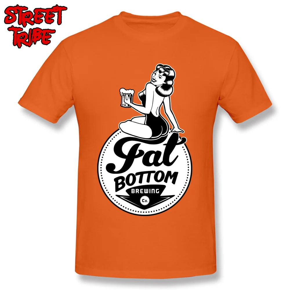 Casual Tshirts Plain Short Sleeve Family 100% Cotton Fabric O Neck Men's Tops & Tees Personalized Tops T Shirt Summer beer brewing grains malts brewery fat bottom orange