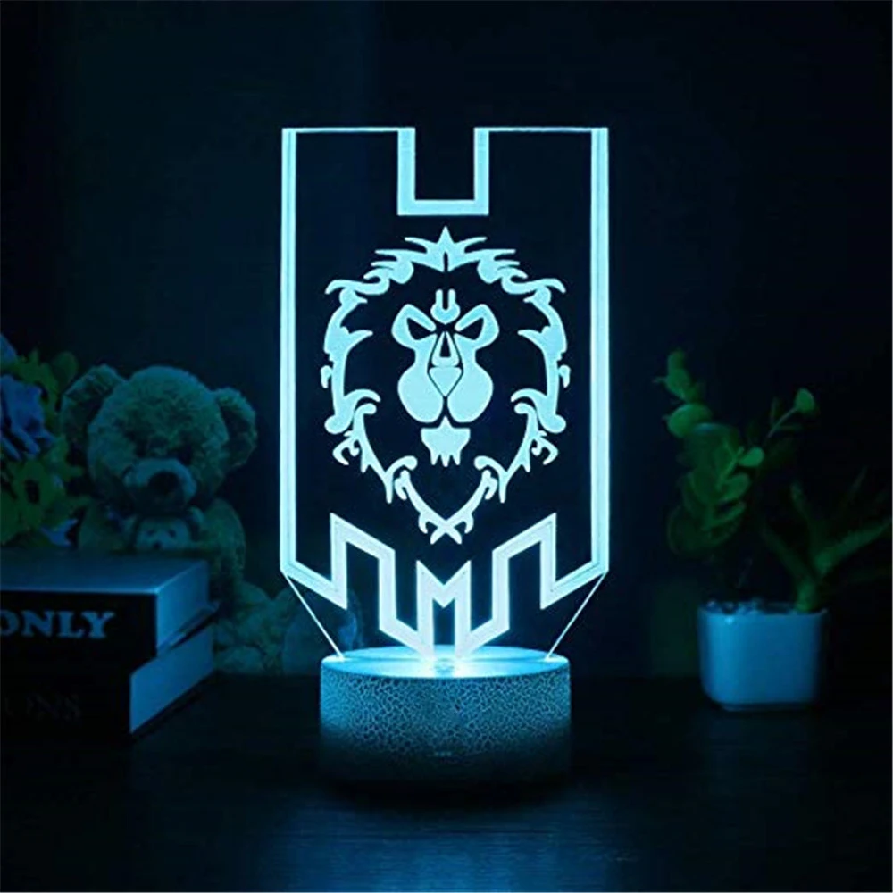 

Night Light World of Warcraft Union Flag 3W LED Night Lamp with USB Recharge or Battery Powered Great for Home For the Alliance