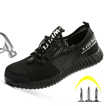 

safety shoes 2019 New Work Safety Boot Shoes Men Construction Steel Toe Cap Anti-smashing Outdoor Mesh Sneakers Casual walking