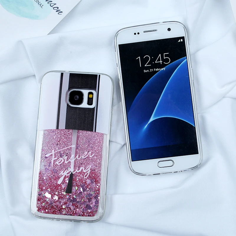 Case For Samsung Galaxy S7 Edge S8 S9 S10 Plus A5 2017 A8 Plus A7 2018 J5 J7 J3 2016 A3 A5 A7 2017 Liquid Glitter Dynamic Cases