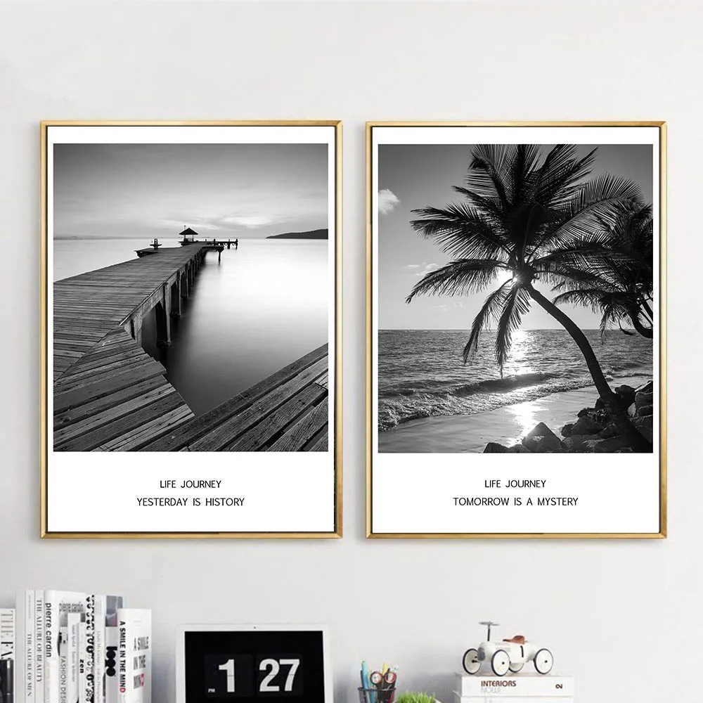 

Nordic Style Landscape Bridge Canvas Poster Art Prints Plant Palm Tree Quote Wall Picture Modern Home Decoration