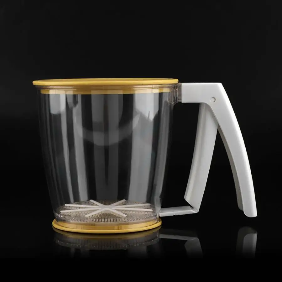Новая ручная чашка сито для муки сетчатая ажурная сетка сито приспособление для выпечки инструмент с крышкой