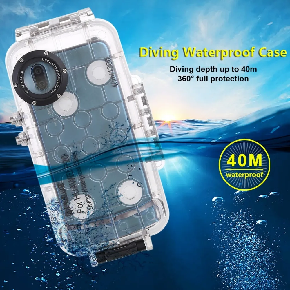 

PULUZ 40m/130ft Waterproof Case Cover Diving Housing Photo Video Taking Underwater Cover Case for Huawei P20