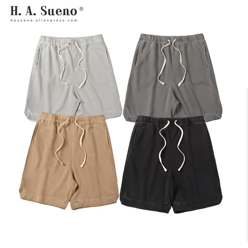 H. A. Sueno high street винтажные мужские шорты хип-хоп Промытые мужские Шорты повседневные плотные шорты для мужчин Прямая /5