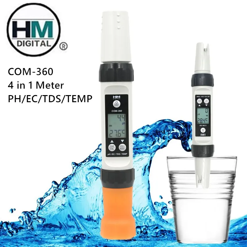 HM 4 в 1 измеритель PH EC/TDS/PH/TEMP водонепроницаемый комбинированный тастер с